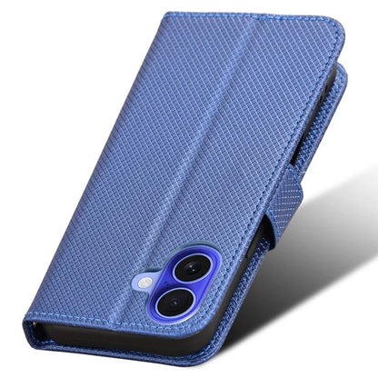 For iPhone 16 Plus Case PU Leather Diamond Texture Wallet Phone Cover