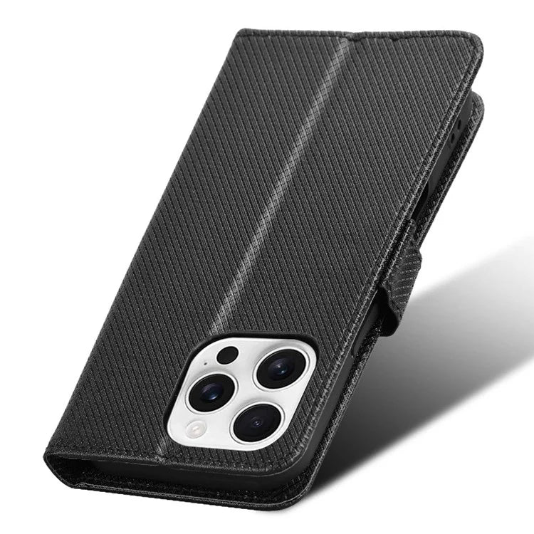 For iPhone 16 Pro Case PU Leather Diamond Texture Wallet Phone Cover