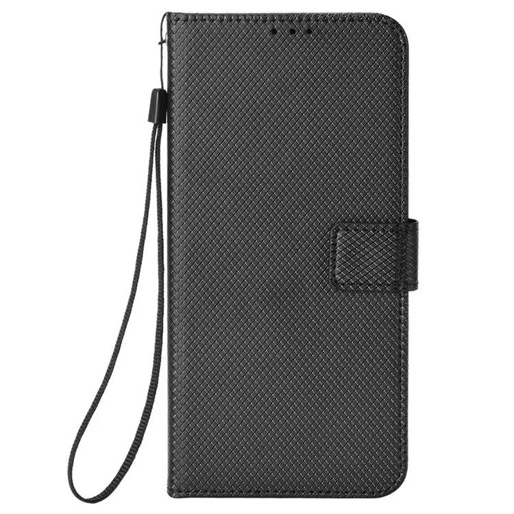 For iPhone 16 Pro Case PU Leather Diamond Texture Wallet Phone Cover