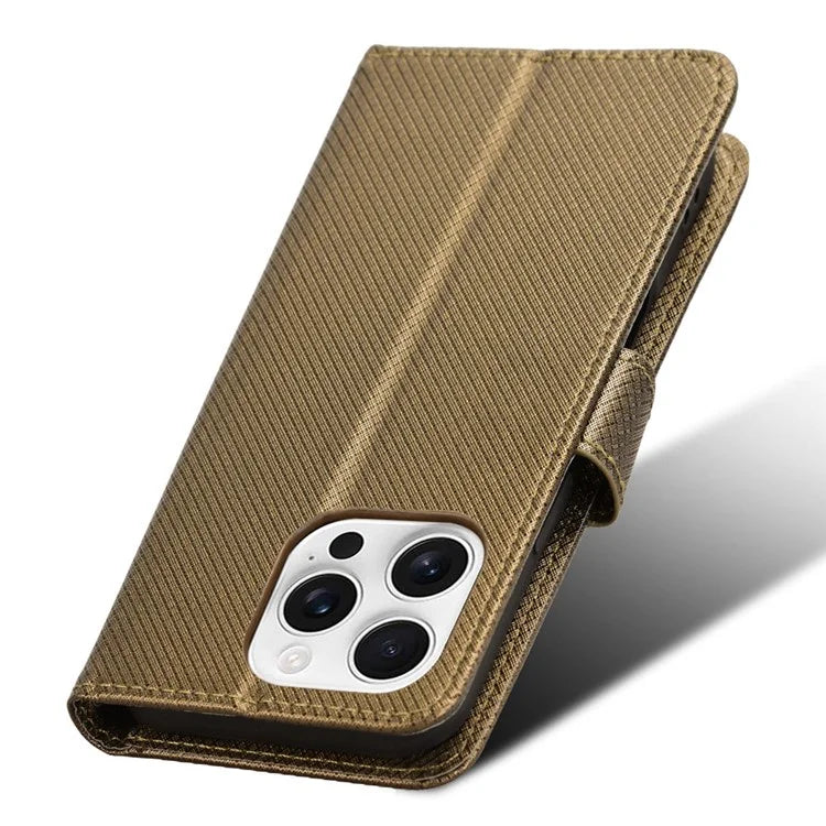 For iPhone 16 Pro Case PU Leather Diamond Texture Wallet Phone Cover