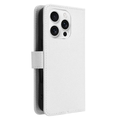 For iPhone 16 Pro Case PU Leather Diamond Texture Wallet Phone Cover