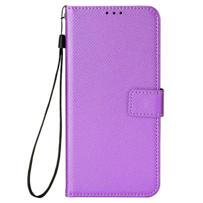For iPhone 16 Pro Case PU Leather Diamond Texture Wallet Phone Cover
