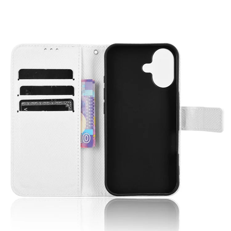 For iPhone 16 Case PU Leather Diamond Texture Wallet Phone Cover