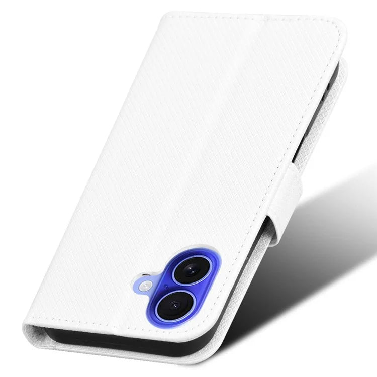 For iPhone 16 Case PU Leather Diamond Texture Wallet Phone Cover