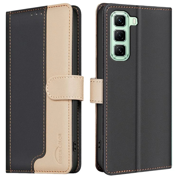 BINFEN COLOR BF33 Case for Infinix Hot 50 4G Leather Case Splicing Color RFID Blocking
