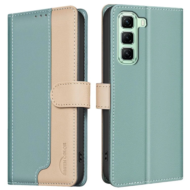 BINFEN COLOR BF33 Case for Infinix Hot 50 4G Leather Case Splicing Color RFID Blocking