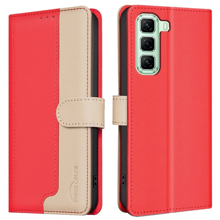 BINFEN COLOR BF33 Case for Infinix Hot 50 4G Leather Case Splicing Color RFID Blocking