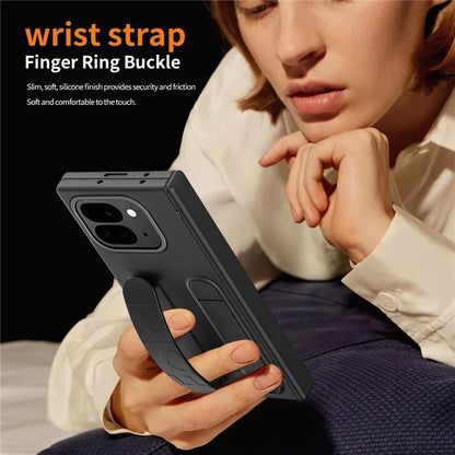 For Google Pixel 9 Pro Fold 5G Case Kickstand Wristband PC Phone Cover with Tempered Glass Film