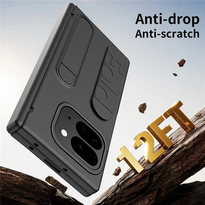 For Google Pixel 9 Pro Fold 5G Case Kickstand Wristband PC Phone Cover with Tempered Glass Film