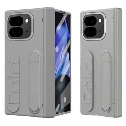For Google Pixel 9 Pro Fold 5G Case Kickstand Wristband PC Phone Cover with Tempered Glass Film