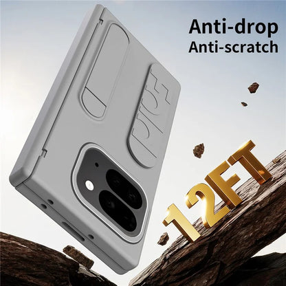 For Google Pixel 9 Pro Fold 5G Case Kickstand Wristband PC Phone Cover with Tempered Glass Film