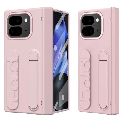 For Google Pixel 9 Pro Fold 5G Case Kickstand Wristband PC Phone Cover with Tempered Glass Film
