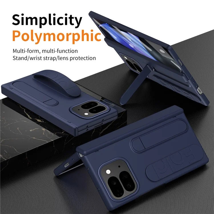 For Google Pixel 9 Pro Fold 5G Case Kickstand Wristband PC Phone Cover with Tempered Glass Film