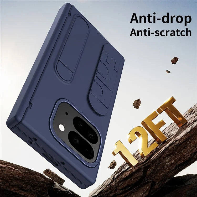 For Google Pixel 9 Pro Fold 5G Case Kickstand Wristband PC Phone Cover with Tempered Glass Film