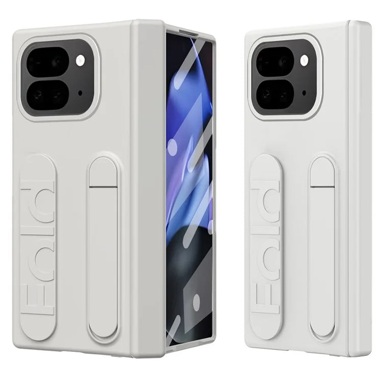 For Google Pixel 9 Pro Fold 5G Case Kickstand Wristband PC Phone Cover with Tempered Glass Film