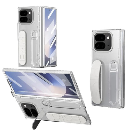 For Google Pixel 9 Pro Fold 5G Case Kickstand Wristband PC Phone Cover with Tempered Glass Film