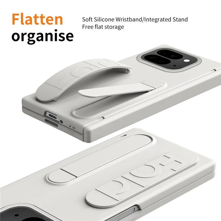 For Google Pixel 9 Pro Fold 5G Case Kickstand Wristband PC Phone Cover with Tempered Glass Film