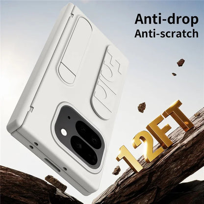 For Google Pixel 9 Pro Fold 5G Case Kickstand Wristband PC Phone Cover with Tempered Glass Film