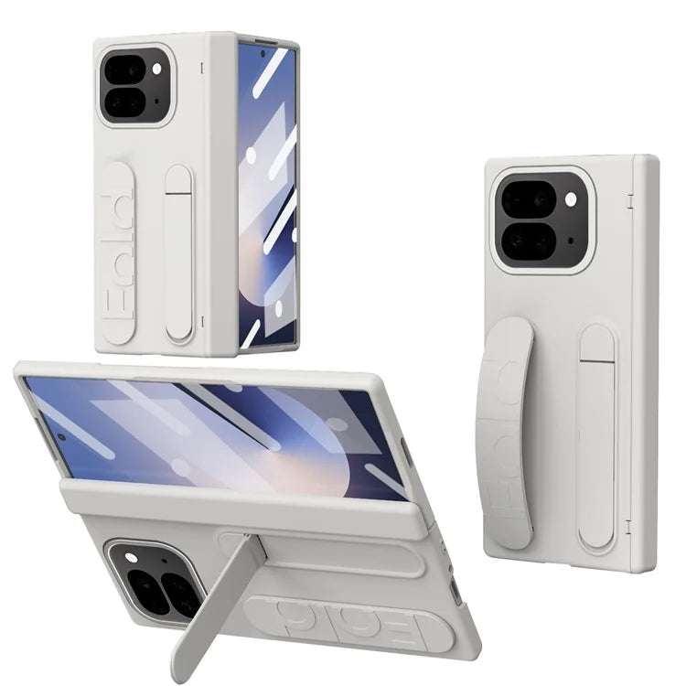 For Google Pixel 9 Pro Fold 5G Case Kickstand Wristband PC Phone Cover with Tempered Glass Film