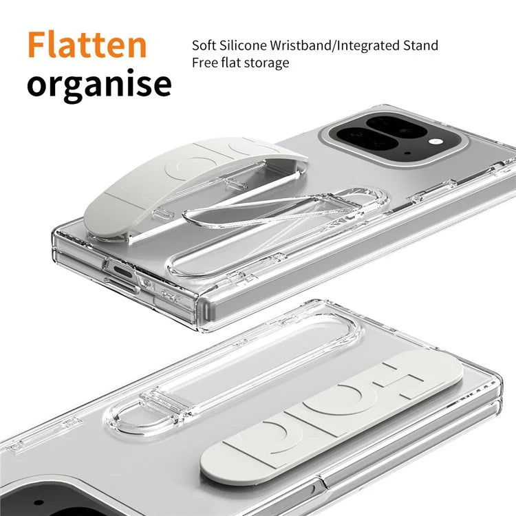 For Google Pixel 9 Pro Fold 5G Case Kickstand Wristband PC Phone Cover with Tempered Glass Film