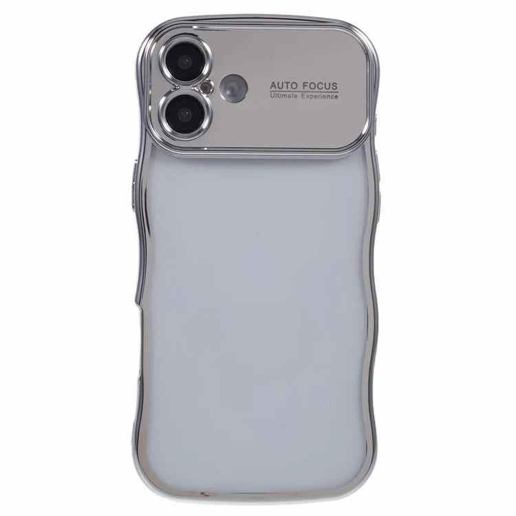 For iPhone 16 Plus Case Electroplating Curly Frame TPU Clear Phone Cover