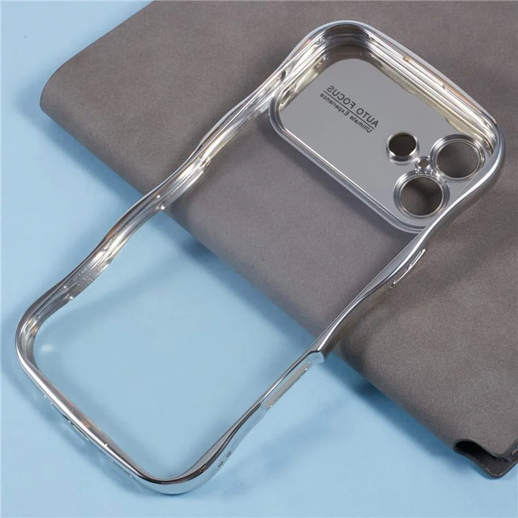 For iPhone 16 Plus Case Electroplating Curly Frame TPU Clear Phone Cover