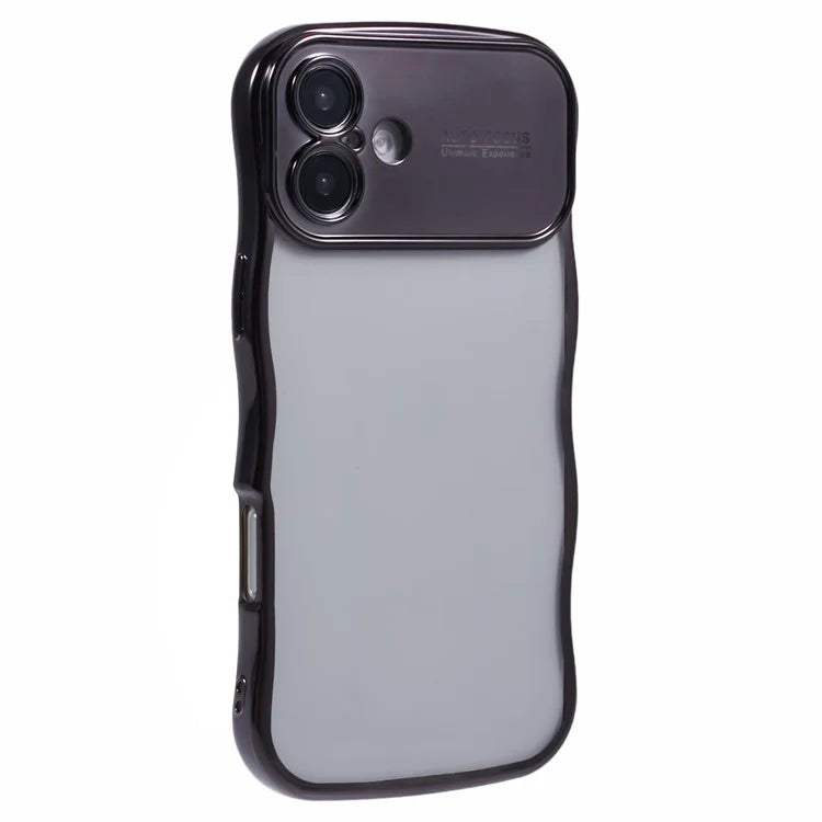 For iPhone 16 Plus Case Electroplating Curly Frame TPU Clear Phone Cover