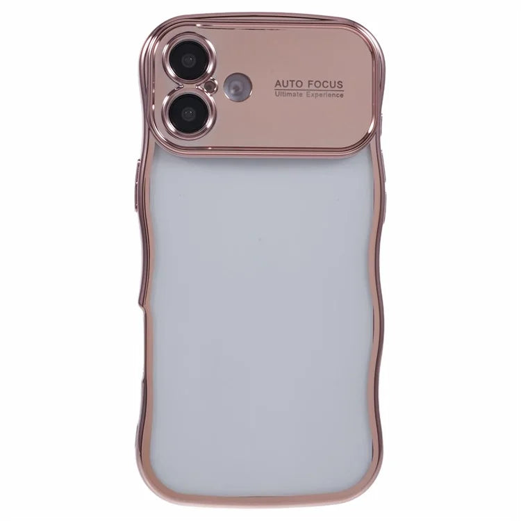 For iPhone 16 Plus Case Electroplating Curly Frame TPU Clear Phone Cover