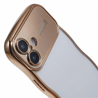 For iPhone 16 Plus Case Electroplating Curly Frame TPU Clear Phone Cover