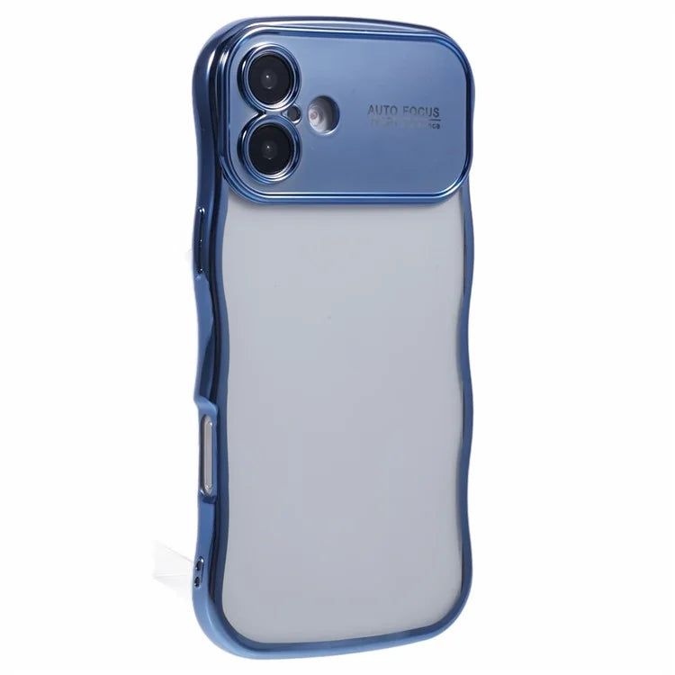 For iPhone 16 Plus Case Electroplating Curly Frame TPU Clear Phone Cover