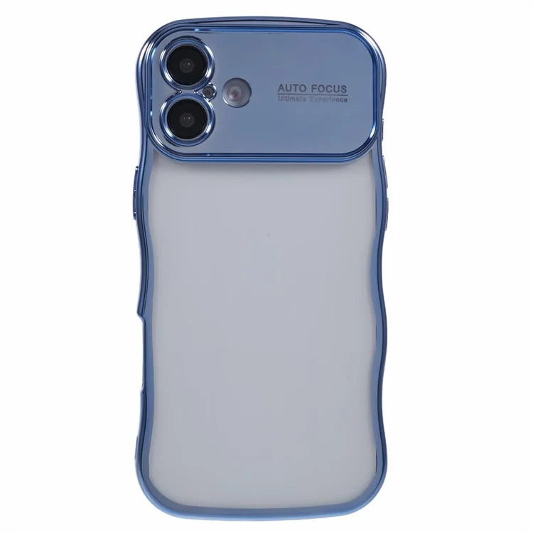 For iPhone 16 Plus Case Electroplating Curly Frame TPU Clear Phone Cover