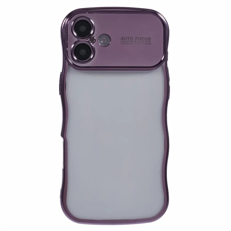 For iPhone 16 Plus Case Electroplating Curly Frame TPU Clear Phone Cover