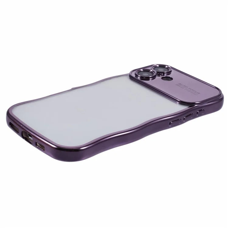 For iPhone 16 Plus Case Electroplating Curly Frame TPU Clear Phone Cover