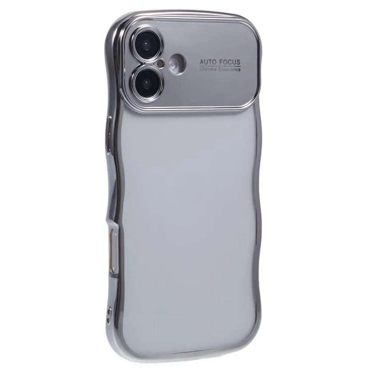 For iPhone 16 Case Electroplating Curly Frame TPU Clear Phone Cover