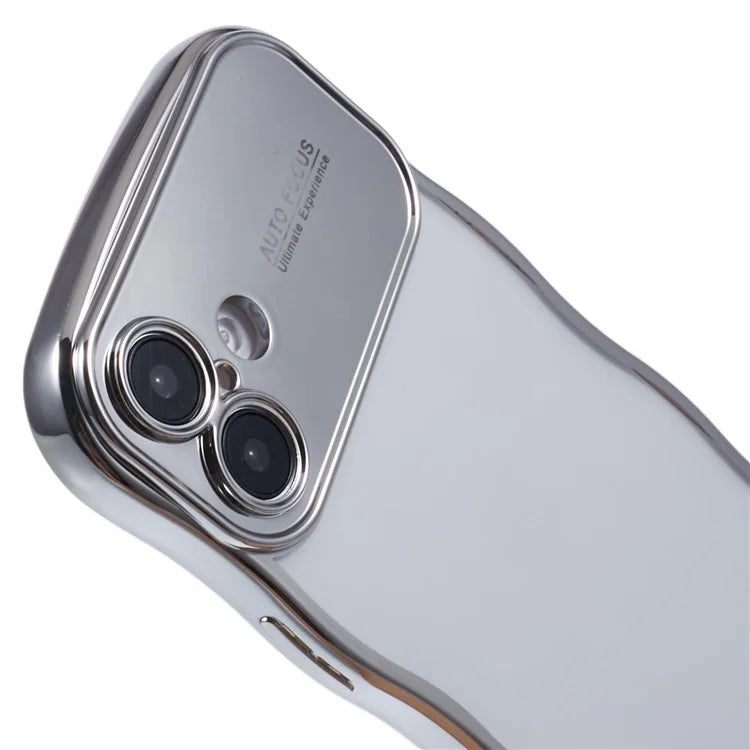 For iPhone 16 Case Electroplating Curly Frame TPU Clear Phone Cover