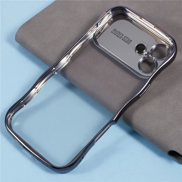 For iPhone 16 Case Electroplating Curly Frame TPU Clear Phone Cover