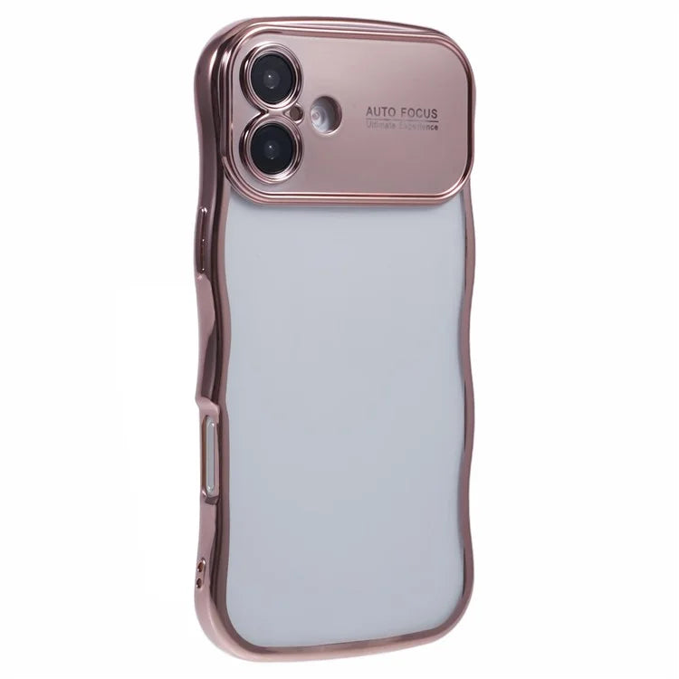 For iPhone 16 Case Electroplating Curly Frame TPU Clear Phone Cover