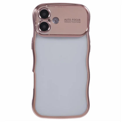 For iPhone 16 Case Electroplating Curly Frame TPU Clear Phone Cover