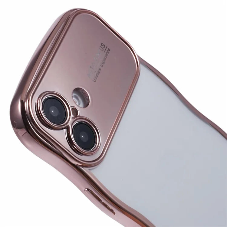 For iPhone 16 Case Electroplating Curly Frame TPU Clear Phone Cover