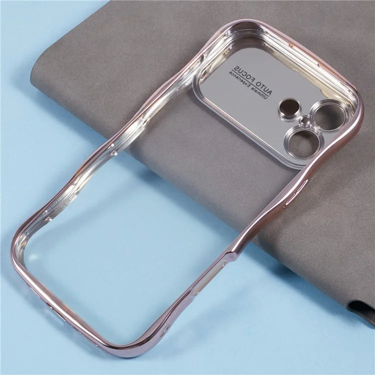 For iPhone 16 Case Electroplating Curly Frame TPU Clear Phone Cover
