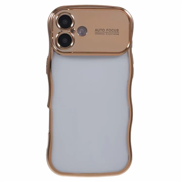 For iPhone 16 Case Electroplating Curly Frame TPU Clear Phone Cover
