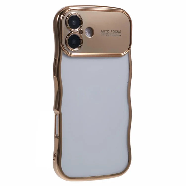 For iPhone 16 Case Electroplating Curly Frame TPU Clear Phone Cover