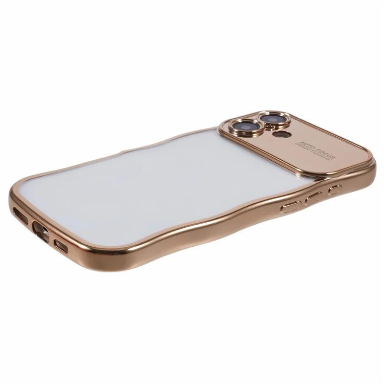 For iPhone 16 Case Electroplating Curly Frame TPU Clear Phone Cover