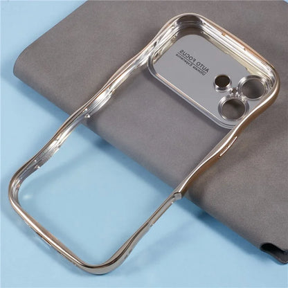 For iPhone 16 Case Electroplating Curly Frame TPU Clear Phone Cover