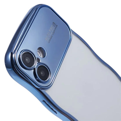 For iPhone 16 Case Electroplating Curly Frame TPU Clear Phone Cover