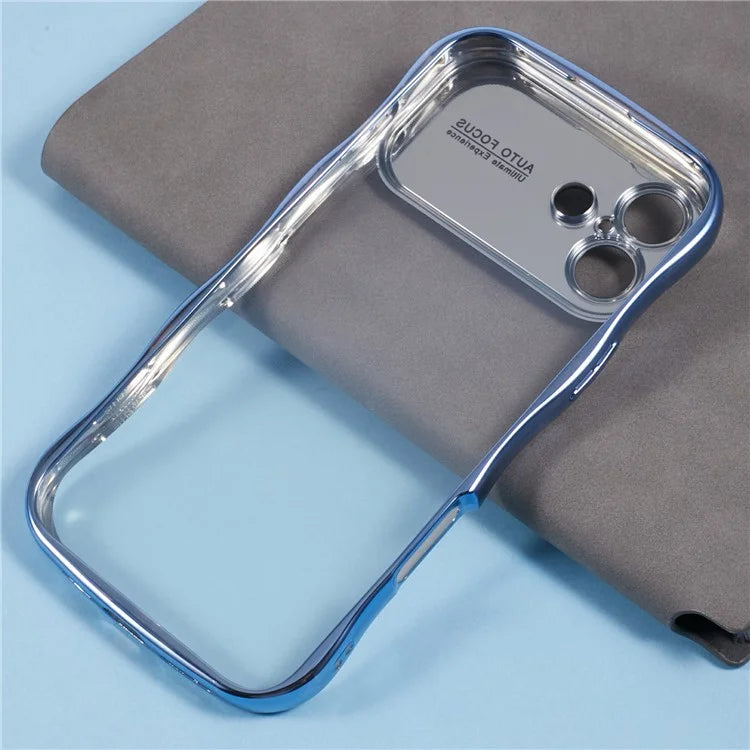 For iPhone 16 Case Electroplating Curly Frame TPU Clear Phone Cover