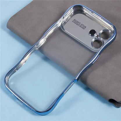 For iPhone 16 Case Electroplating Curly Frame TPU Clear Phone Cover