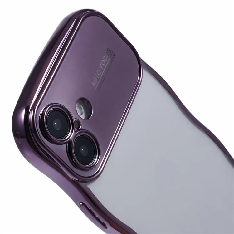 For iPhone 16 Case Electroplating Curly Frame TPU Clear Phone Cover