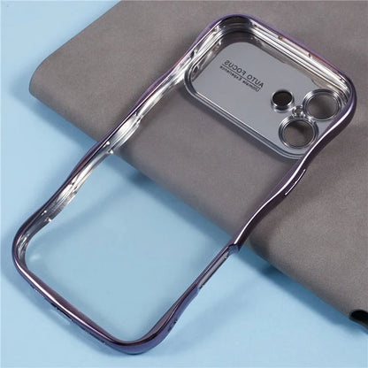 For iPhone 16 Case Electroplating Curly Frame TPU Clear Phone Cover
