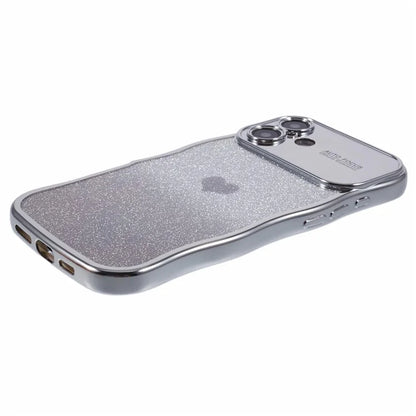 For iPhone 16 Plus Case Love Heart Gradient Glitter TPU Phone Cover Electroplating Curly Frame